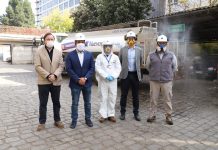 Apoyo a municipalidad de Talca Nuevosur facilita camión aljibe para sanitización de calles